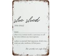 PIUHRKLEVD Vintage She Shed Description Metal Tin Sign for Home Office Dining Room Coffee Shop Wall Hanging 8 X 12 in