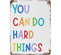 PIUHRKLEVD You Can Do Hard Things Vintage Tin Sign Metal Wall Decor for Home Office Classroom Gym Living Room 8 X 12 in