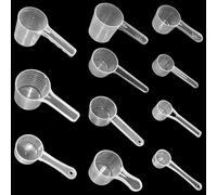 Piuluvor 11 cucharas medidoras, cucharas dosificadoras transparentes con escala de 10 ml, 15 ml, 20 ml, 30 ml, 40 ml, 50 ml, 60 ml, 70 ml, 80 ml, 100 ml, 120 ml, cucharas de plástico para líquidos en