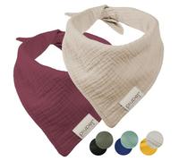 PiuPet 2X Bandana para Perro Pequeño - Pañuelo de Muselina 58x40cm - Beige | Set de 2 bufandas triangulares de algodón 100% lavables. Ropa suave y ajustable para mascotas de tamaño pequeño o mediano.