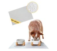 PiuPet Alfombrilla Silicona Comederos 60x40cm - Tapete Antideslizante Perro | Alfombra impermeable para comida de gato y perro, libre de BPA, facil de limpiar y protector de suelo para mascotas
