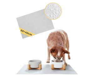PiuPet® Alfombrilla Silicona Comederos I 60x40cm I Fácil de Limpiar I Alfombrilla Comedero Gato I Alfombra Comedero Perro I Gatos Accesorios I Mascotas Perros Accesorios | Alfombrilla Comedero Perro
