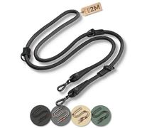 PiuPet Correa para Perros de 2m - Ajustable en 3 Posiciones - Negro | Correa de adiestramiento de algodon y poliester resistente hasta 200kg, ideal para perros grandes, medianos y pequeños.