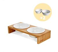 PiuPet Estante de alimentación 250 ml + 2 cuencos + 2 repuestos para gatos y perros pequeños