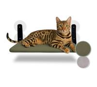 PiuPet® Hamaca gato ventana - Cama colgante para gatos con ventosas fuertes y marco de acero I Hamaca plegable y reversible 2 en 1 para verano e invierno I Cama gato grande hasta 20 kg (verde, grande)