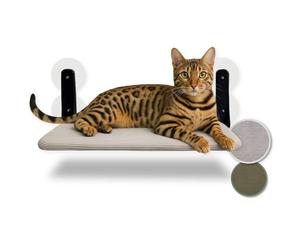 PiuPet® Hamaca Gato Ventana - Cama Colgante para Gatos con ventosas Fuertes y Marco de Acero I Hamaca Plegable y Reversible 2 en 1 para Verano e Invierno I Cama Gato Grande hasta 20 kg (Gris, Grande)