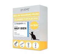 PiuPet - Red para gatos reforzada con alambre de hierro I, 4 x 3 m, color verde I kit de fijación incluido I red para gatos para balcón | Rejilla para gatos