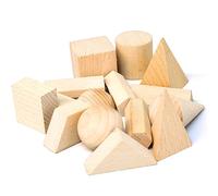 PIUpiuLIANG 15 Piezas 3D Formas, Formas geométricas de Madera Bloque geométrico para enseñar Rompecabezas de Madera