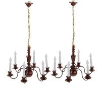 PIUpiuLIANG Candelier de casa de muñecas de 2 Piezas Candelera Miniatura de Metal de 2.2x2 Pulgadas con 6 Accesorios de casa de muñecas de Bricolaje de 3 v Led White para configuraciones de Casas de