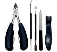 Pius Lang Cortaúñas de alta resistencia para uñas gruesas y encarnadas, diseño de cabeza en ángulo alemán, mandíbula ancha para personas mayores/ancianos, agarre amigable con la movilidad, kit probado