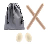 Piutouyar Juego de 5 instrumentos de percusión musical, 2 palos de ritmo de 8 pulgadas, 2 huevos de madera con 1 bolsa de transporte impermeable