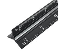 Piutouyar Regla de escala de ingeniero de 12 pulgadas, herramienta de dibujo triangular grabada con láser para dibujo de ingeniería civil, escala imperial 1:10, 1:20, 1:30, 1:40, 1:50, 1:60, negro