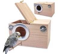 PIVBY - Caja Nido de Madera para periquitos, casa de pájaros, Caja de cría para tortolitos, Loros (L: 9.85.35.35.3 Pulgadas)