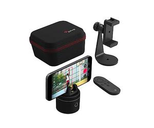 Pivo Pod Soporte de Móvil, Seguimiento Facial Automático, 6 Velocidades, Zoom Automático para Grabación de Videos, Creación de Contenido, Rotación 360° con Control Remoto, Soporte Panorámico y Estuche