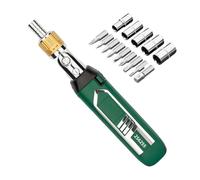 Pivoting Ratchet Screwdriver - Multi Bit Tool for Furniture Projects | Carbon Steel with PP Handle, 180 Degree Adjustable Design, Compact Green Set, Practical Accessory for Car Appliance Model