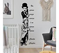 PiWine Adhesivos Murales Grandes Frases Adhesivas para Pared Chaplin Un Día Sin una Sonrisa es un Día Perdido 75×42cm