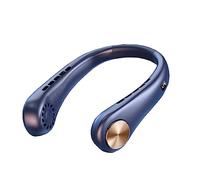 PIWINE Ventilador pequeño de cuello colgante sin hojas, pequeño y práctico para estudiantes, dedicado a deportes, carga USB, ventilador de cuello para aire acondicionado (azul)