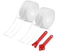 Piwoosgol 2 rollos juntas para cuarto de baño, cinta autoadhesiva transparente, junta de bañera antimoho, antifugas, cinta de sellado, cinta de calafateo para cuarto de baño, cocina (320 x 3,8 cm)