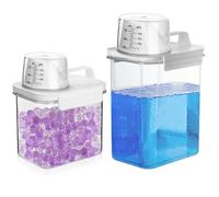 PIWOSGOL 2 Piezas Dispensador de Detergente Lavadora 1100ml+1800ml Reutilizable Dispensador de Detergente Polvo, Dosificador Detergente Lavadora, Caja de Almacenamiento con Vaso Medidor