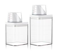 PIWOSGOL 2 Piezas Dispensador de Detergente Lavadora, 700 ml1100ml Transparente Contenedor Detergente con Taza Medidora, Reutilizable Contenedor Detergente Lavadora