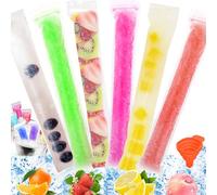 PIWOSGOL 200 Piezas Bolsas Pop Popsicle, 28 x 5.5 cm Bolsas para Helados, Bolsas Popsicle Moldes, Moldes para Helados, Bolsas para Cubitos de Hielo Caseros con Embudo para Yogur Caramelos Relojes