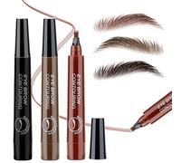 PIWOSGOL 3 PCS Lápiz de Cejas Resistente al Agua,Pluma de Cejas Microblading con 4 Puntas,Lapiz Cejas Waterproof de Trazo Fino y Larga Duración Crea Natural Sin Esfuerzo - Marrón Rojizo&Grisáceo&Negro
