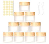 PIWOSGOL 30ml Tarros de Vidrio, 10 Piezas Contenedores Cosmético de Viaje, Tarro Vidrio Pequeños con Tapón, Adhesivas & Espátulas para Maquillaje Crema Muestra Polvo (Transparente)