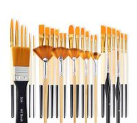 PIWOSGOL 32 Piezas Pinceles Pintura Acrilica Acuarela Profesional Pinceles Miniaturas con Redondos, Cuadrados, Planos y de Abanico para Acrilica, Gouache, Óleo