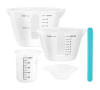 PIWOSGOL 5 Piezas Vasos Medidores de Silicona, 500 ml&250 ml&100 ml & 10ml Taza Medidora de Silicona, Reutilizable Jarras de Medición Resina Epoxi para Arte Manualidades Laboratorio Cocina