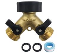 PIWOSGOL Adaptador de Divisor de Grifo 2 Vías Conector 2 vías Adaptador para Grifo Doble 3/4" Estándar Europeo de 2 Vías Válvula Encendido/Apagado para Cocina Exterior Jardín Césped