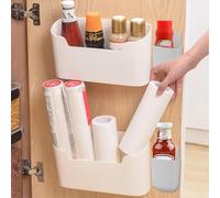 PIWOSGOL Caja de Almacenamiento de Puerta de Cocina, 4 Piezas Adhesivo Caja de Almacenamiento Montada en Pared, Organizadores de Cesta de Gabinete de Cocina pare Armarios, Baños, Refrigeradores