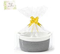 PIWOSGOL Cesta De Almacenamiento De Cuerda De Algodón Trenzada Con Bolsas De Regalo, Cintas y Tarjetas Felicitación,Para Regalos Navidad,Cumpleaños,Boda,Baby Shower e Ideas Regalos Diy (Gris)