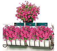 PIWOSGOL Flores Artificiales para Exteriores, 6 Paquetes Flores Artificiales Seda Petunia, Arbustos Artificiales Resistentes a los Rayos UV para Exterior para Jardín Porche Balcón Patio (Rosa)