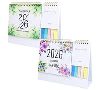 PIWOSGOL Juego De 2 Calendario 2026 De Sobremesa, Calendario Escritorio, Planificador Mensual, Espacio Para Notas y Pegatinas - Para Oficina o Casa