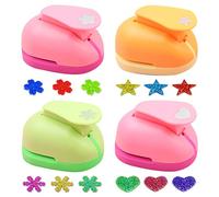 PIWOSGOL Juego de 4 Troqueles de Papel, Perforadora Con Diseño de Estrella, Corazón, Flores de Cerezo, Copo de Nieve - Troquelador Para Niños y Álbumes