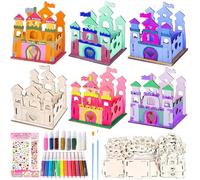 PIWOSGOL Juego de manualidades de madera de princesa de 12 piezas, manualidades para niños, niñas, princesas, manualidades, manualidades, regalo para fiestas de cumpleaños para niñas 3, 4, 5, 6, 7, 8