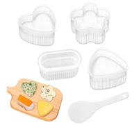 PIWOSGOL Onigiri - Juego de 5 moldes para hacer sushi, molde para sushi, molde de arroz, molde para sushi, molde de bolas de arroz con cuchara de arroz, molde de bolas de arroz, molde para sushi, para