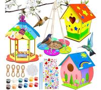 PIWOSGOL Pajarera DIY Juego de manualidades para niños, 4 unidades, comida para pájaros, artesanía para exteriores, caja de pájaros, manualidades, comedero para pájaros al aire libre, juguete regalo