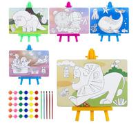 PIWOSGOL Set De Pintura Con Acuarelas Para Niños, 5 Mini Caballetes Con 10 Dibujos De Dibujos Animados y Pinturas, Diy Libro Para Colorear Con Acuarelas - Regalo De Cumpleaños Para Niñas y Niños