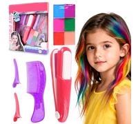 PIWOSGOL Set De Tizas Para El Pelo Niñas, 6 Colores Lavables Para Niños Con Horquillas, Peines - Regalo Creativo Para Cumpleaños, Carnaval o Fiesta Para Niños De 5 a 12 Años
