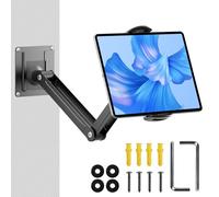 PIWOSGOL Soporte Tablet Pared Ajustable, Soporte iPad Pared Extensible de Aluminio con Base Giratoria de 360°para iPad, Pro Air Mini, Switch, Lenovo, Galaxy, Móvils 4.7-12.9"
