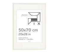 Pix FRAMES Elegante Marco Foto 50x70 cm - Idea Pass Colección - Marco Cartel Madera - Marco para Colocar y Colgar Passe Partout - Marco Moderno - Blanco