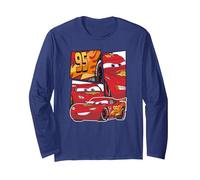 Pixar Cars Lightning McQueen Grid Manga Larga, Unisex para adultos, Azul Marino, XXL