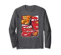 Pixar Cars Lightning McQueen Grid Manga Larga, Unisex para adultos, Jaspeado Oscuro, S