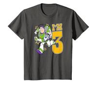 Pixar Toy Story Birthday Buzz I'm 3 Camiseta, Niños, Asfalto, 3 años
