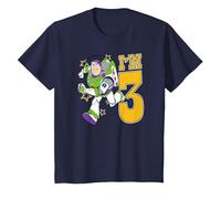Pixar Toy Story Birthday Buzz I'm 3 Camiseta, Niños, Azul Marino, 12 años