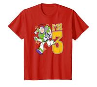 Pixar Toy Story Birthday Buzz I'm 3 Camiseta, Niños, Rojo, 6 años