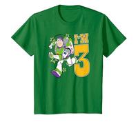 Pixar Toy Story Birthday Buzz I'm 3 Camiseta, Niños, Verde Kelly, 8 años