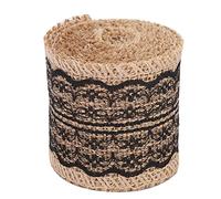 PIXAXOHH 5 rollos de hermoso encaje de lino, cinta de encaje, accesorios para manualidades navideñas DIY (Negra)