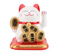 PIXAXOHH Columpio Adorable con energía Solar, decoración para el hogar y el Coche del Gato Que Hace señas de la Suerte, Fortuna (Blanca)